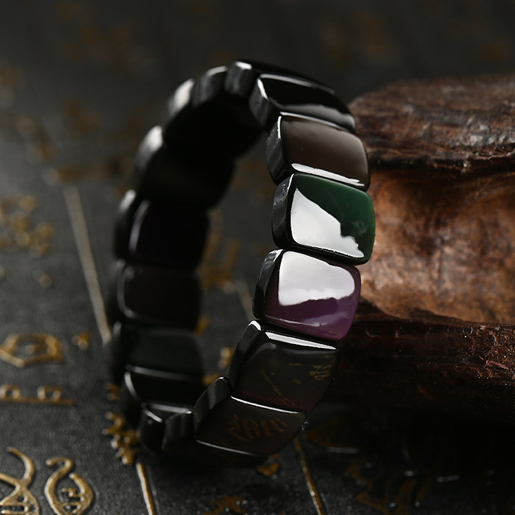 Браслет из натурального обсидиана с радужными глазами для мужчин и женщин, смелые бусины, оптовая продажа кристаллов