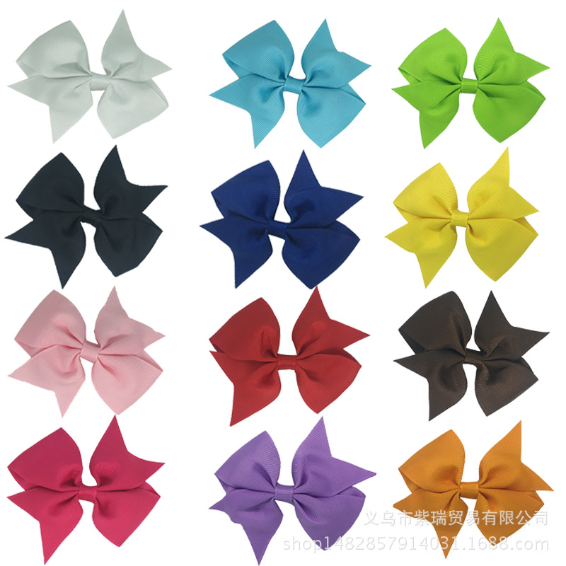 Factory direct European and American 20 color dovetail children's hairpin bow hair accessories Amazon best selling headdress hair band