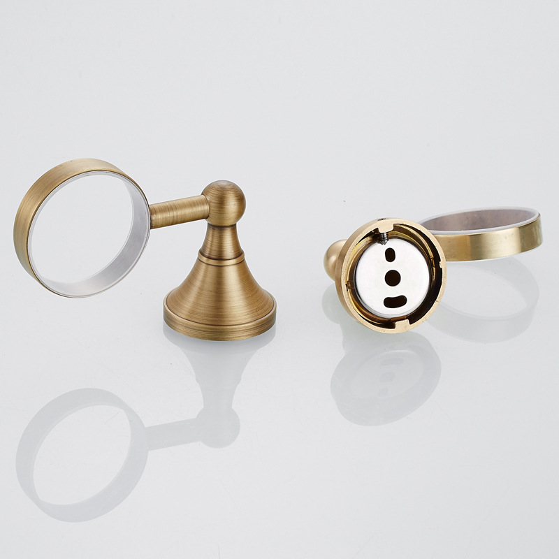 Brass bronze bathroom hardware pendant antique color single cup holder toilet gargle Cup storage can be a generation of hair