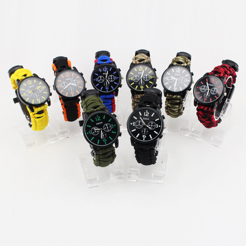 Outdoor camping Sports men's tool kit watch lighter alcohol foil paper fishing line multi-functional mountaineering watch