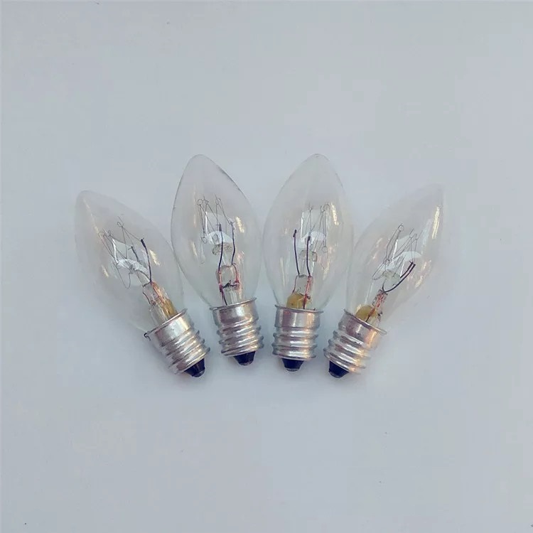 C7 Incandescent Light Bulb, Copper, Nickel-Plated Small Screw Base