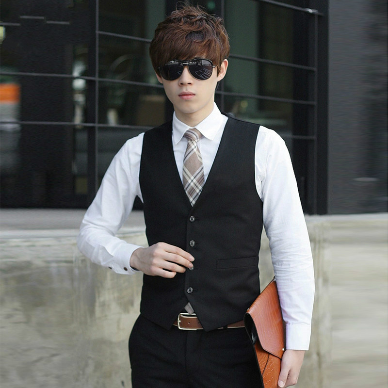 Autumn and winter Korean tide slim suit vest men's British casual business vest factory direct wholesale