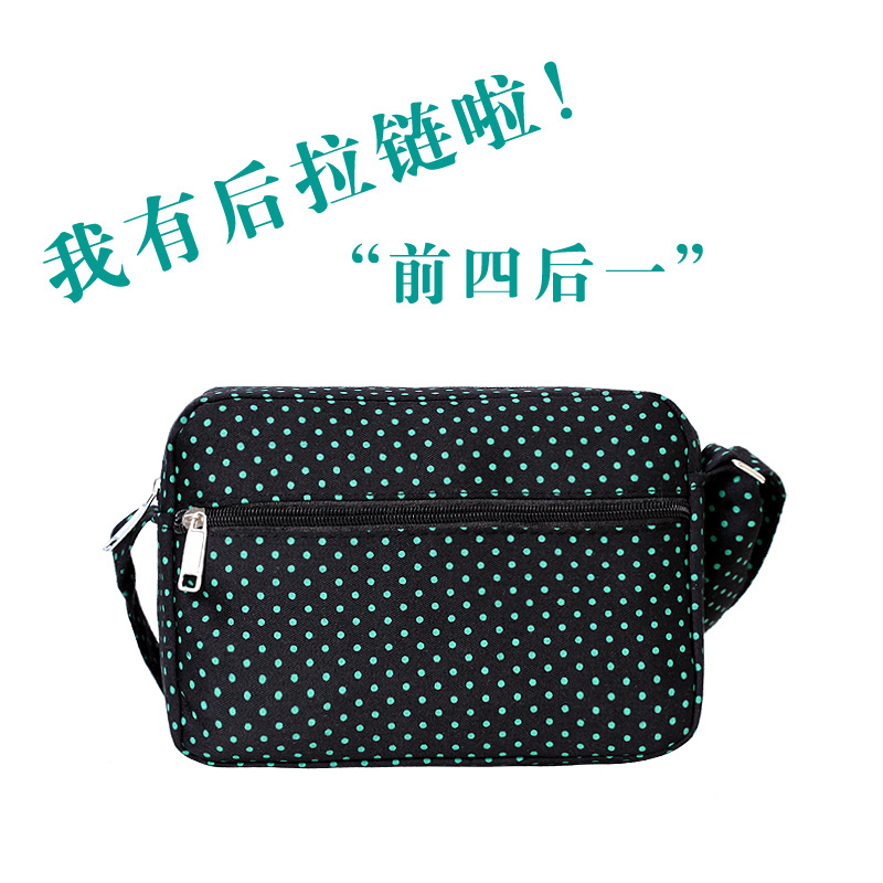 Korean style casual dot canvas women's bag factory wholesale middle-aged and elderly crossbody large capacity multi-layer shoulder bag running rivers and lakes