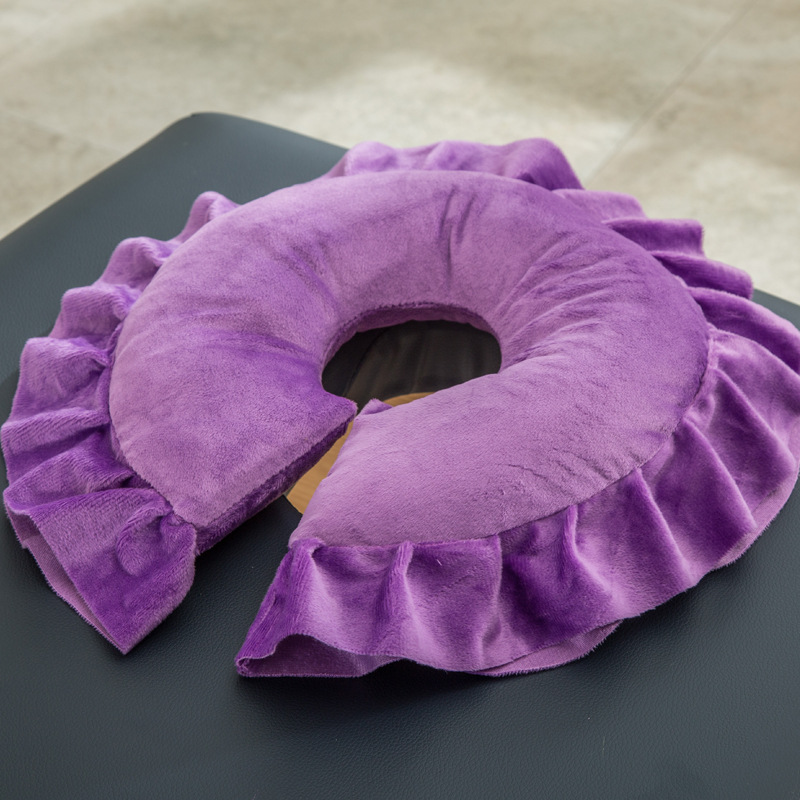 Beauty Bed Pillow Folding Massage Bed Climbing Pillow Physiotherapy Body Beauty Bedspread Lace U-shaped Face Round Pillow Removable and Washable