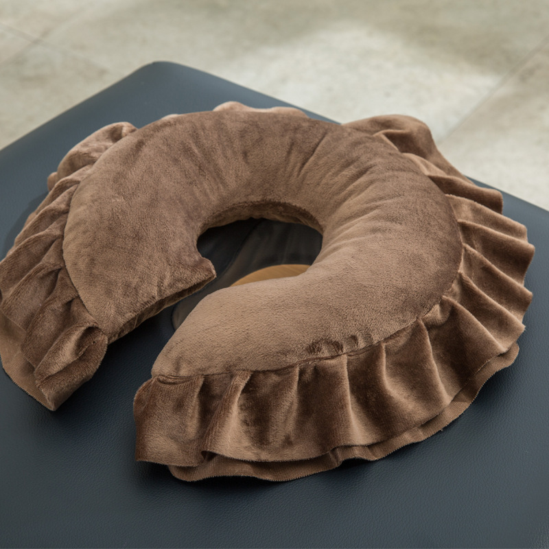 Beauty Bed Pillow Folding Massage Bed Climbing Pillow Physiotherapy Body Beauty Bedspread Lace U-shaped Face Round Pillow Removable and Washable