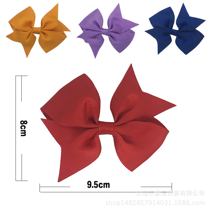 Factory direct European and American 20 color dovetail children's hairpin bow hair accessories Amazon best selling headdress hair band