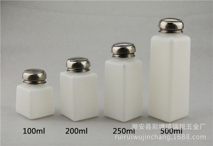 Factory Direct Sales Push-Type Glass Plastic Washing Plate Water Solvent Bottle 200ml White Blue Powder Industrial Alcohol Bottle