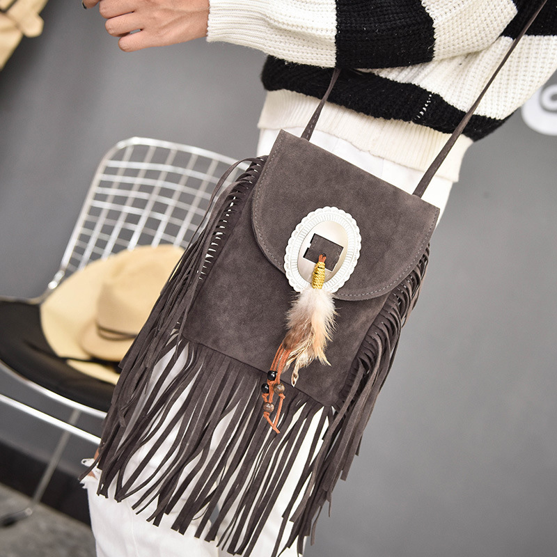 Axi Ge Sydney Same Shoulder Women's Bag 2016 New Bohemian Tassel Crossbody Bag Feather Personal Bag