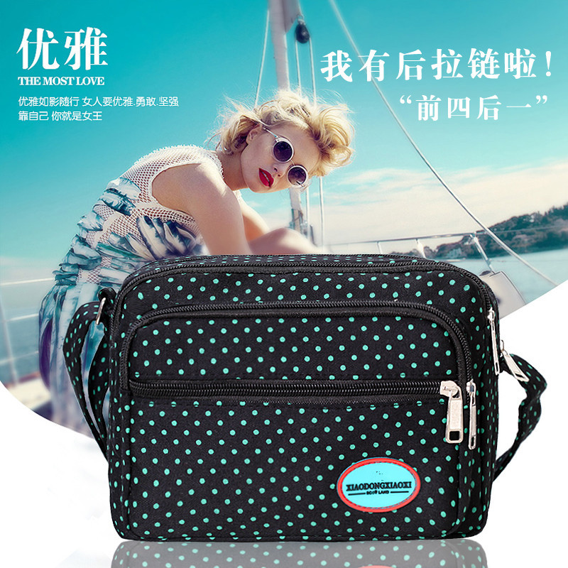 Korean style casual dot canvas women's bag factory wholesale middle-aged and elderly crossbody large capacity multi-layer shoulder bag running rivers and lakes