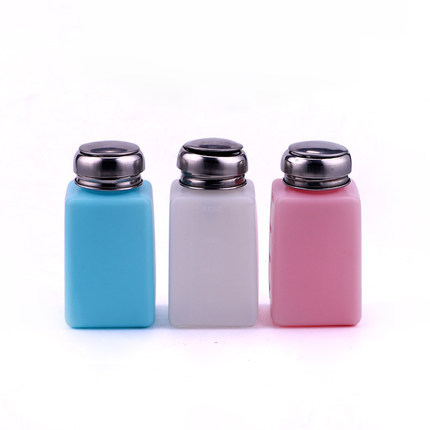 Factory Direct Sales Push-Type Glass Plastic Washing Plate Water Solvent Bottle 200ml White Blue Powder Industrial Alcohol Bottle