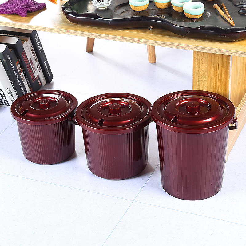 Household Plastic Tea Scrap Bucket Thickened Round Drainage Tea Trash Can Tea Filter Net Tea Bucket with Lid