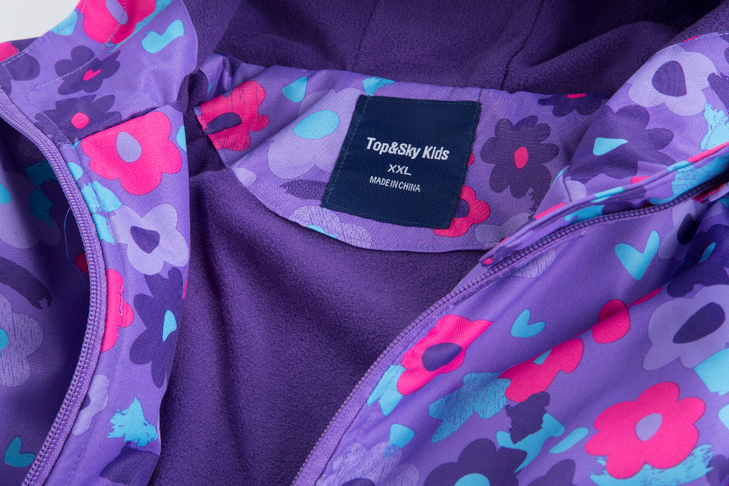 Girls Candy Color Waterproof Breathable Outdoor Children's Jacket Printed Open Chest Hooded Velvet Jacket Windbreaker