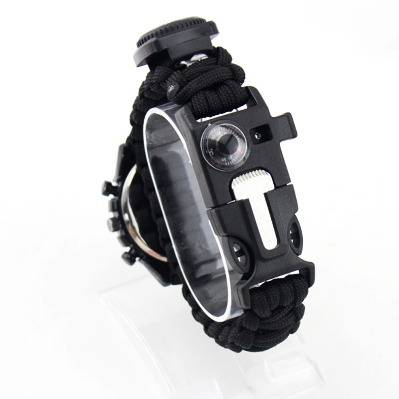 Sports Tool Kit Watch Camping Survival Magnesium Rod Compass Flint Paracord Braided Emergency Strap Multi-Function