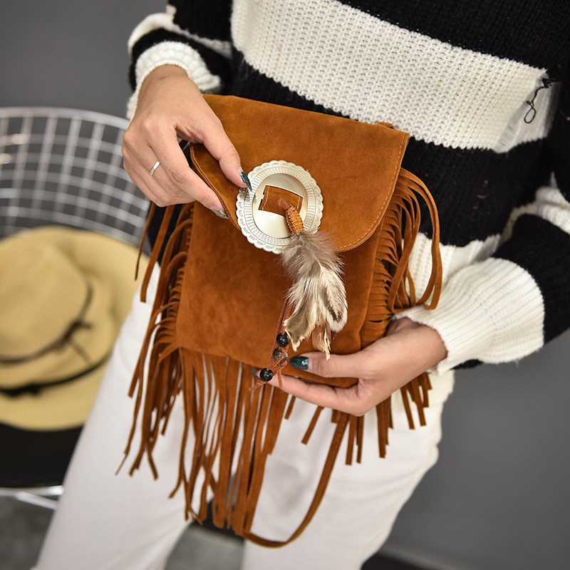 Axi Ge Sydney Same Shoulder Women's Bag 2016 New Bohemian Tassel Crossbody Bag Feather Personal Bag