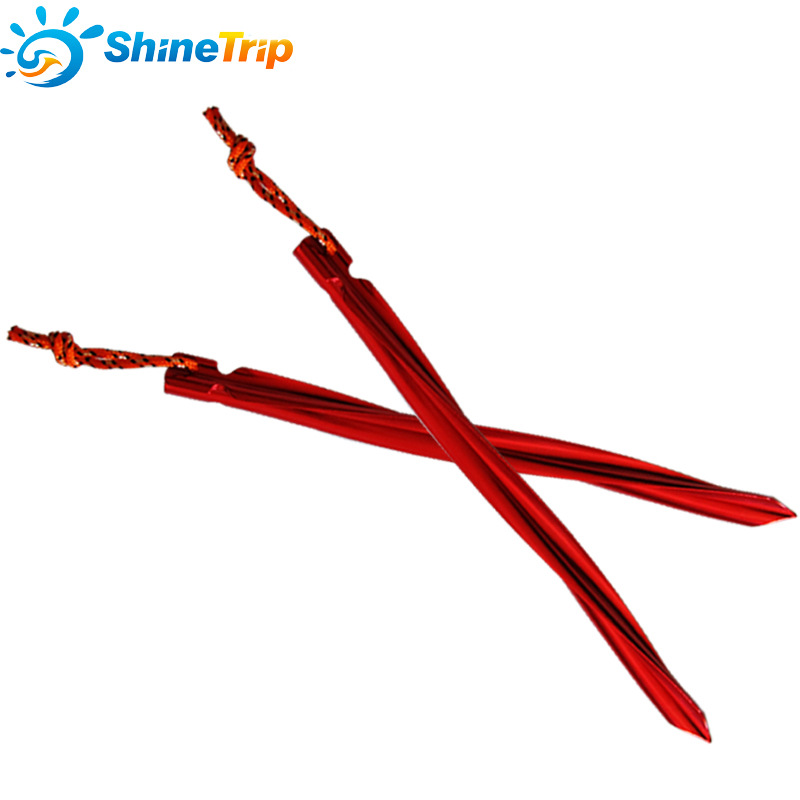 Spiral triangular ground nail with wind rope 25cm Amazon tent nail Beach ground nail spiral aluminum ground nail