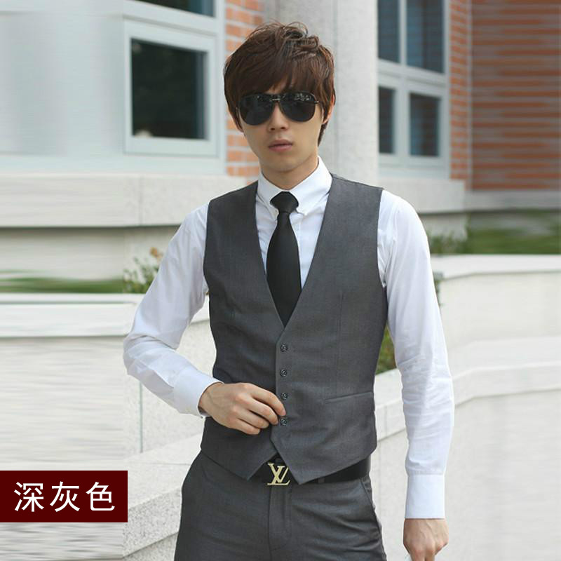 Autumn and winter Korean tide slim suit vest men's British casual business vest factory direct wholesale