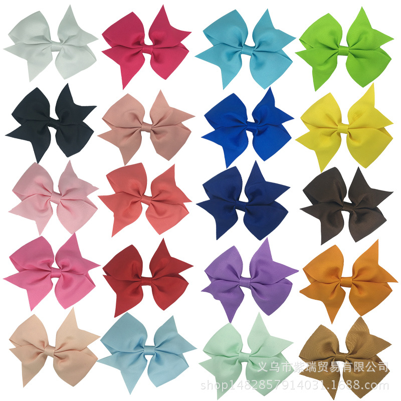 Factory direct European and American 20 color dovetail children's hairpin bow hair accessories Amazon best selling headdress hair band