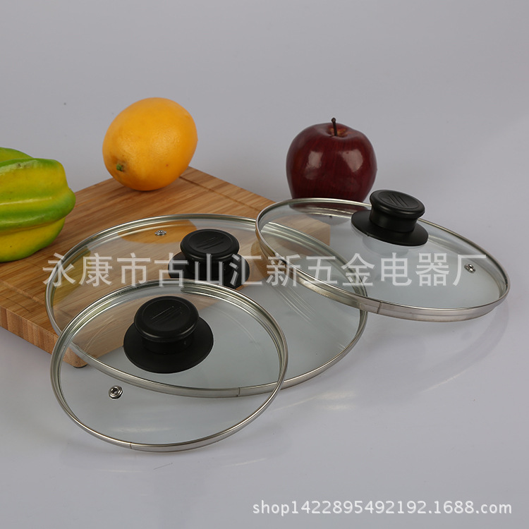 Pot Lid Household Tempered Glass Steamer Cooking Pot Lid Transparent Round Universal Heat-Resistant High Temperature Glass Lid