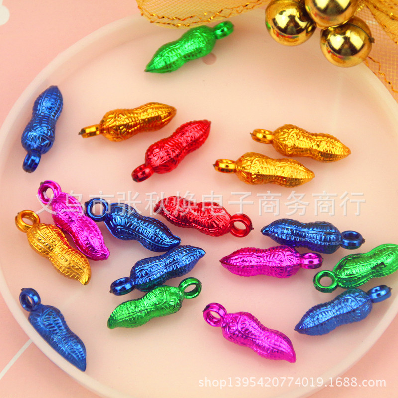 Mini Color Peanut Accessories Gold Plated Festive Children Barrel Decoration Peanut Festive Gold Pendant Accessories