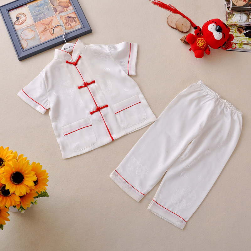 Новое летнее платье, мужское и женское, короткий рукав, детский тан suit, китайский стиль, ханфу, атласная одежда, платье для выступлений по каллиграфии