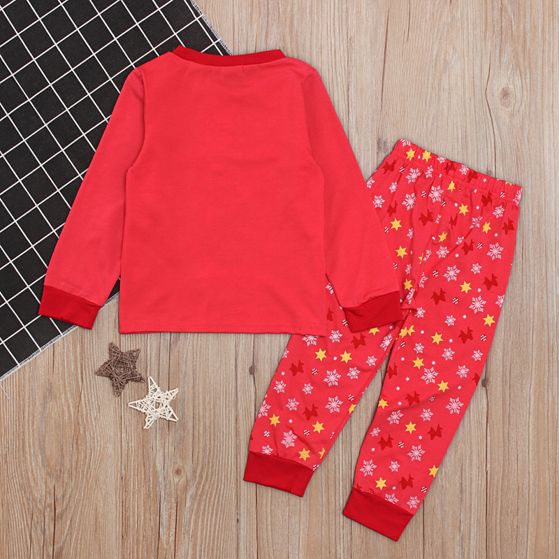 Children's European and American Spring and Autum Girls' Christmas Tree Long-sleeved Tops + Snowflake Pants Two-piece Set Kidsren's Clothing ins