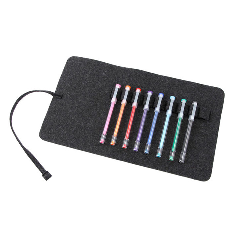 Casual Gift Felt Pencil Bag Wholesale Pure Color Creative Strap Pen Cover Felt Pencil Bag with Logo Printing