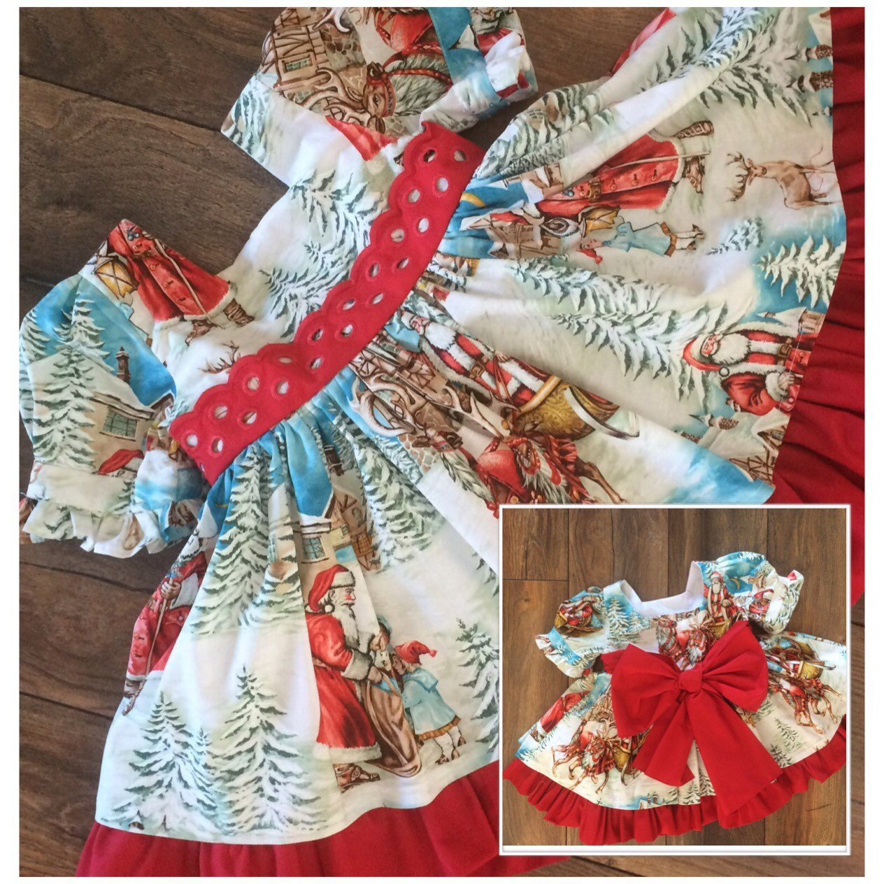 Юбка с большим бантом для девочек с принтом Санта-Клауса, экспортная одежда для детей из Европы и Америки