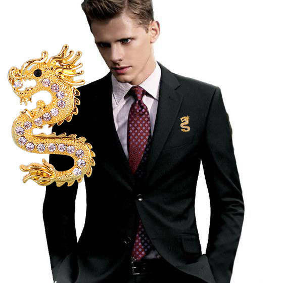 Korean fashion domineering Dragon King Zodiac brooch simple men's clothing collar pin suit pin corsage accessories