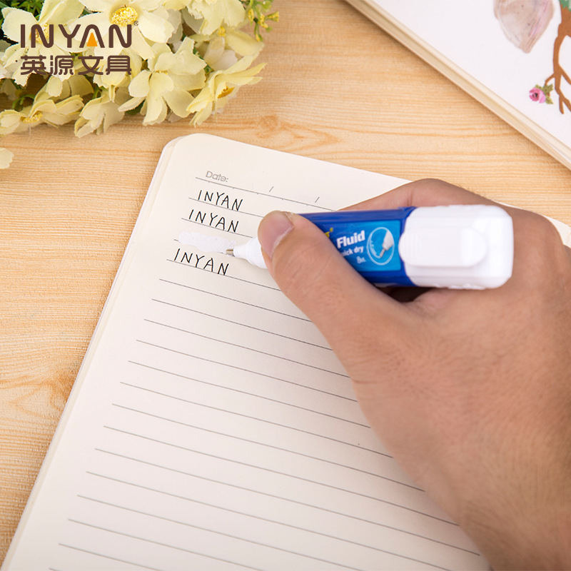 Yingyuan CP-1622 office correction fluid blue regular simple large capacity steel head correction fluid stationery wholesale