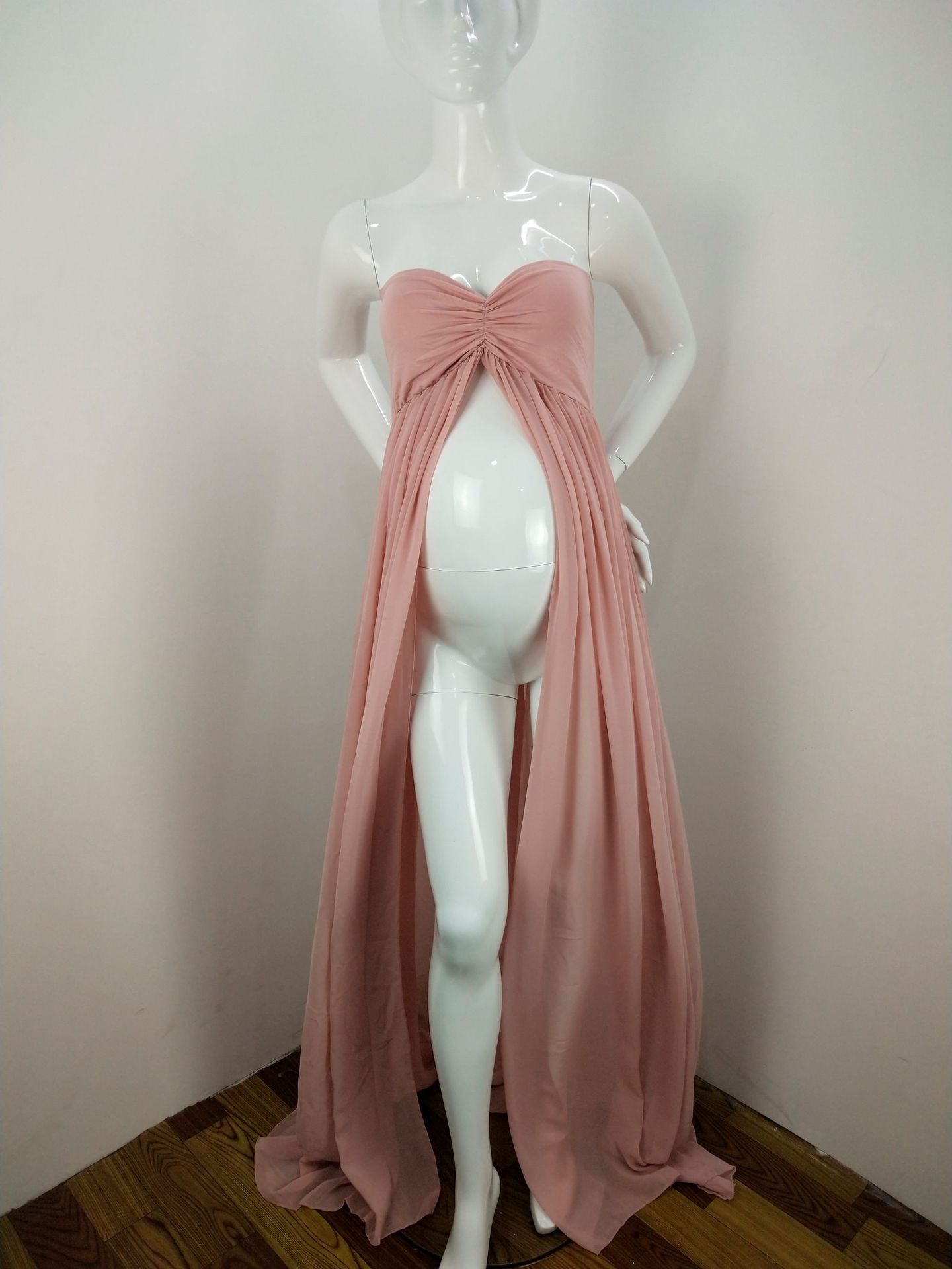 AliExpress Pregnant Women Photograph Strapless Chiffon Dress Pregnant Women Photograph Front Split Floor Long Dress 8812