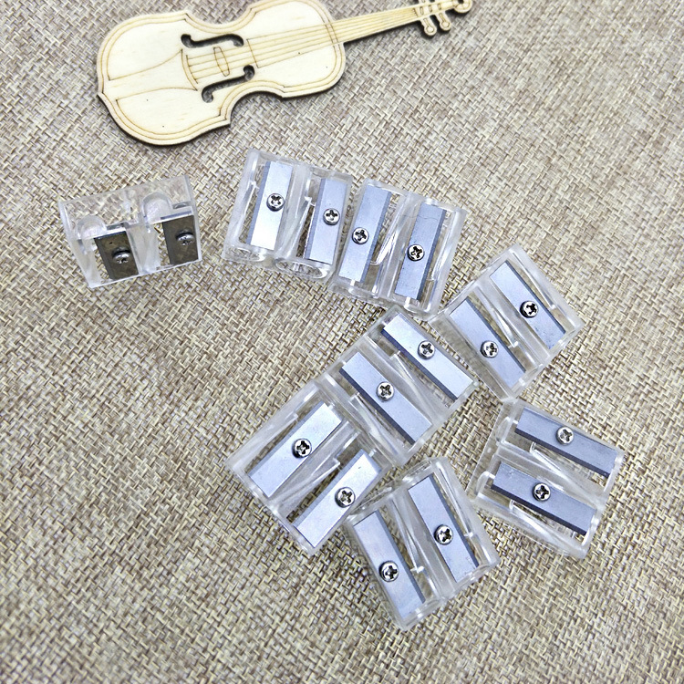 Double Hole Pencil Sharpener Large Hole Pencil Sharpener Reel Double White PS Transparent Pencil Sharpener Sharpener Heart Children Pencil Sharpener