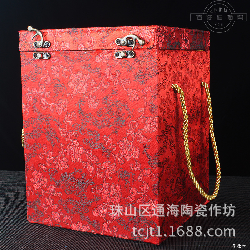 Ceramic Wine Bottle Packaging Box Brocade Box 1.5kg 5 Pounds 5kg Wine Jar Packaging Box Large Quantity Free Logo Can Be Added