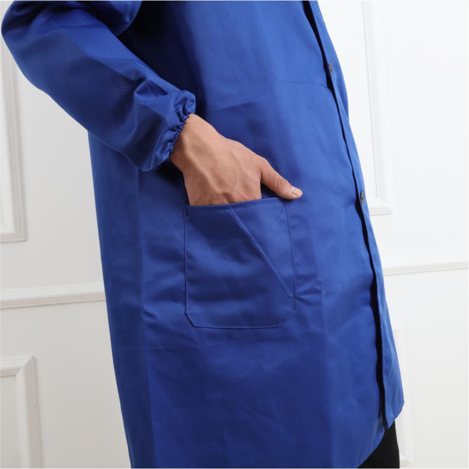 Self-produced blue coat labor protection tooling men's and women's long sleeve dust-proof clothing custom advertising logo work clothes