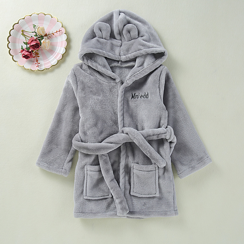 Ins Flannel Bathrobe Foreign Trade Children's Clothing Home Clothes Cute Children's Nightgown Baby Bathrobe Baby Pajamas