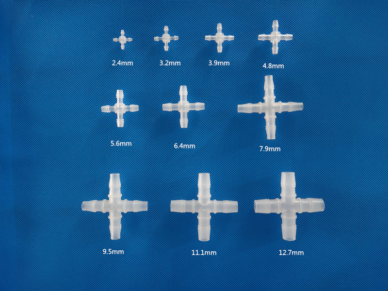 Пластиковый четырехходовой соединитель ПП, четырехходовой пластиковый крестовой соединитель, равного диаметра