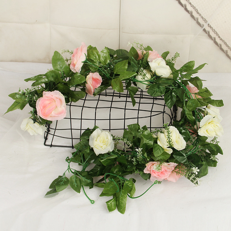 10 Head simulation rose rattan fake flower wire decoration flower rattan Balcony decoration high quality vine wedding 2 meters