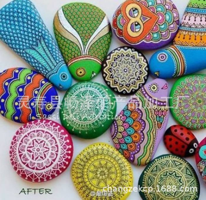 Large wholesale children hand-painted stone creative painting stone polishing painting stone water grinding polishing painting Stone