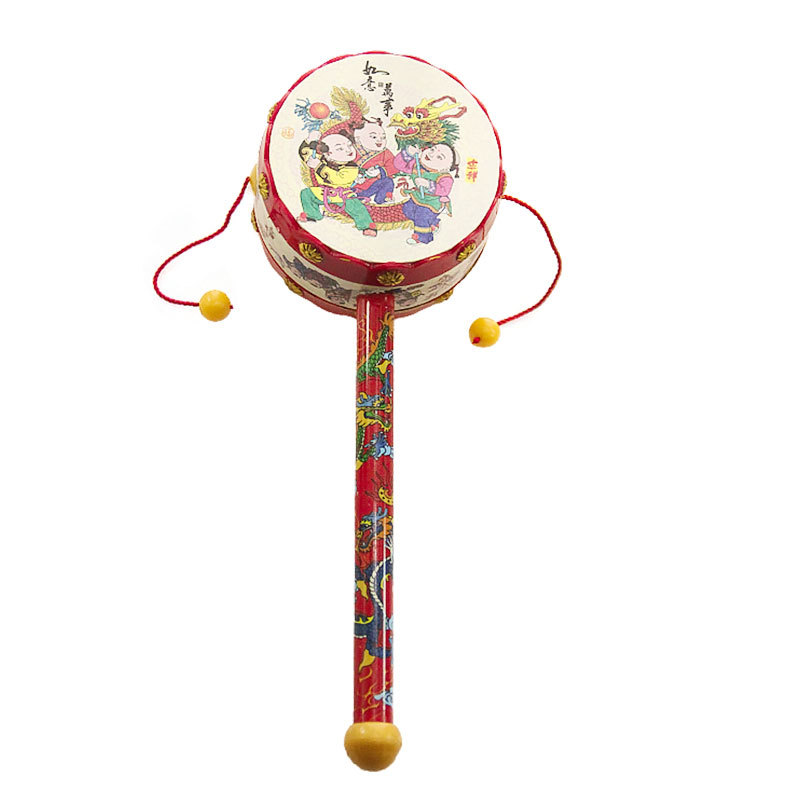 High quality baby hand rattle 19cm environmental protection plastic sound loud loud sound Ping An auspicious drum best-selling