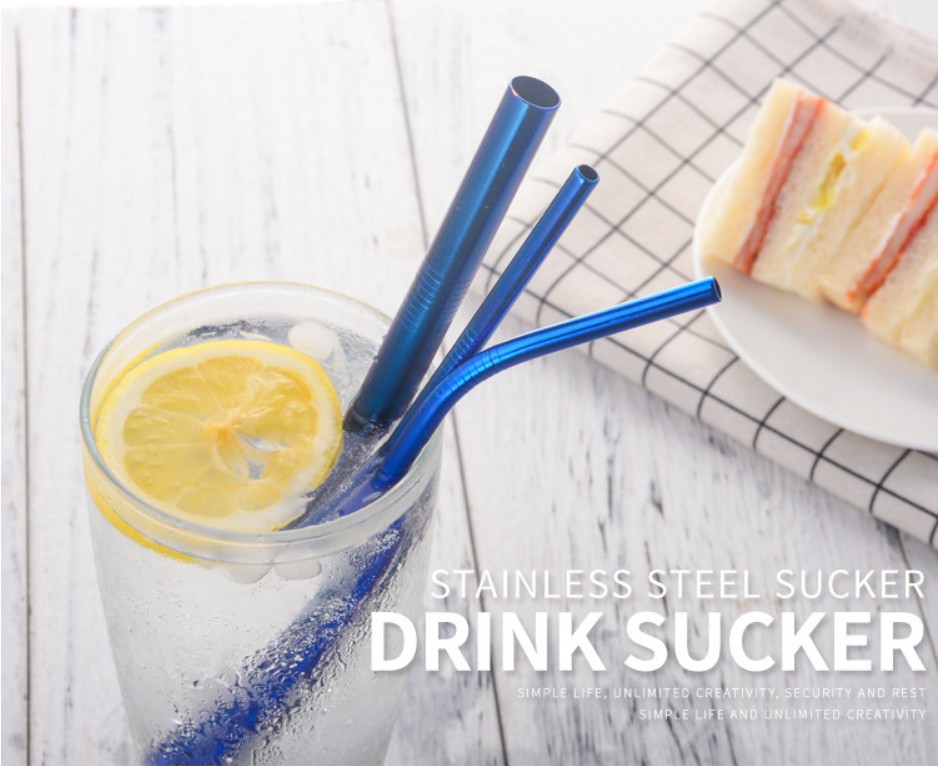 Cross-border exclusive for 304 stainless steel straw bubble tea straw food grade metal straw Amazon straw