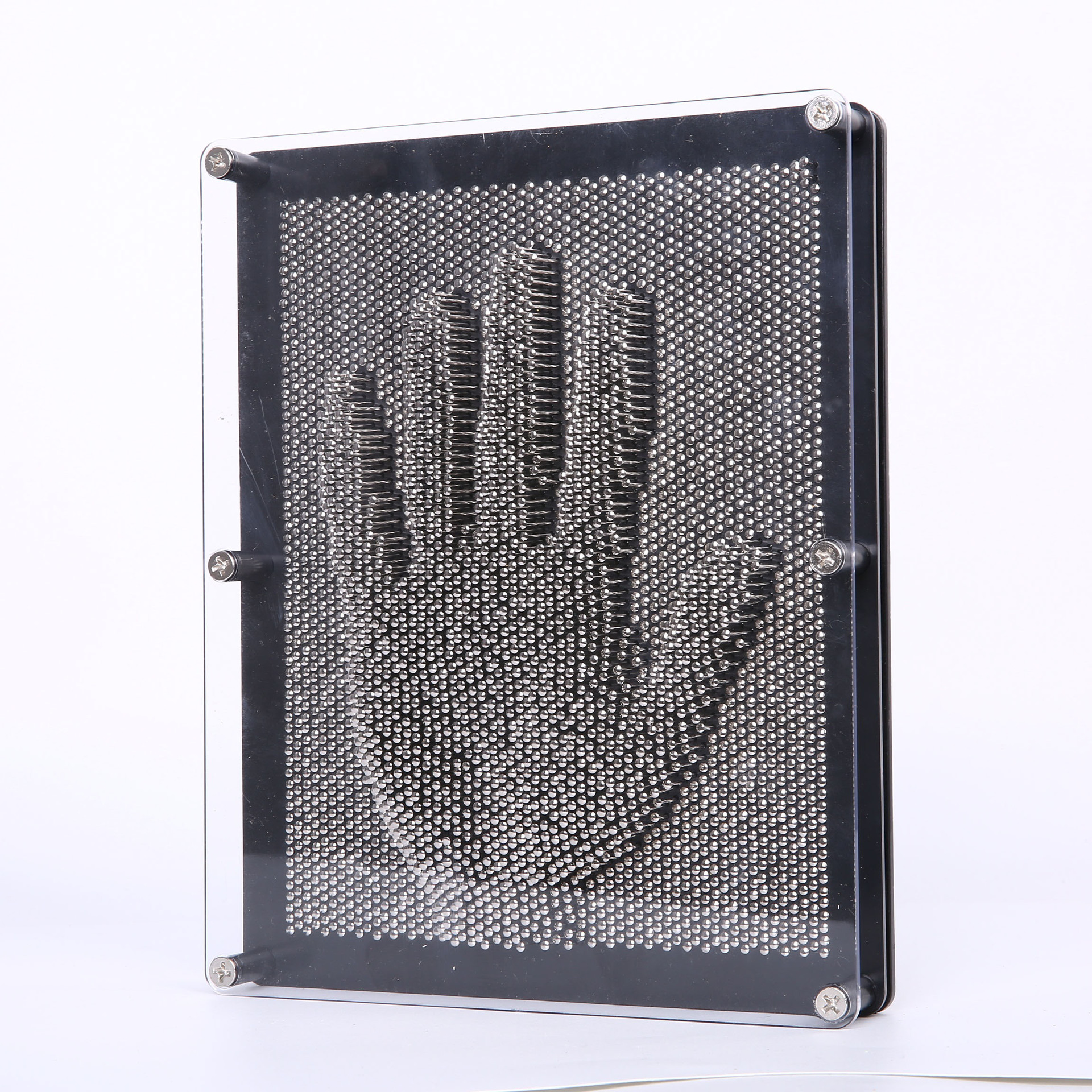 Shake the sound of 3d three-dimensional changeable needle toy handprint plastic hand model needle painting Three-dimensional clone handprint face touch metal iron touch