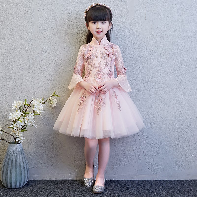 Girls' Princess Dress Girls' Piano Costume Host Children's Wedding Dress Flower Children's Puffy Yarn Birthday Evening Dress