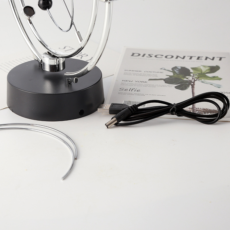 A603 Classic Desktop Model Rotating Perpetual Motion Instrument Magnetic Rocker Celestial Body Track Ornament USB Decoration