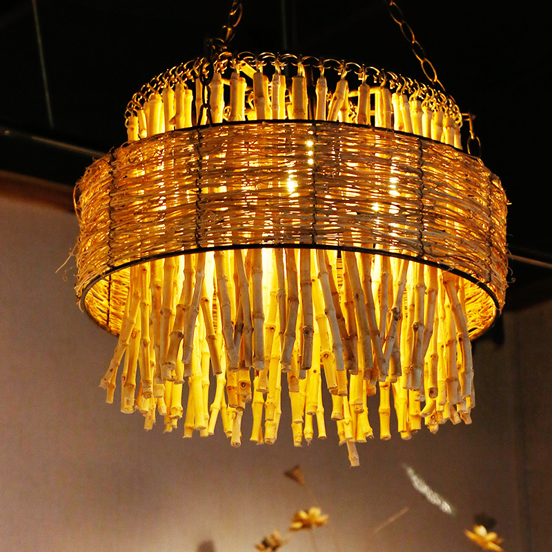 Non-Standard Engineering Custom Decorative Parts Woven Crafts Bamboo and Rattan Hand-Woven Decorative Pendants Tea Room Ornaments