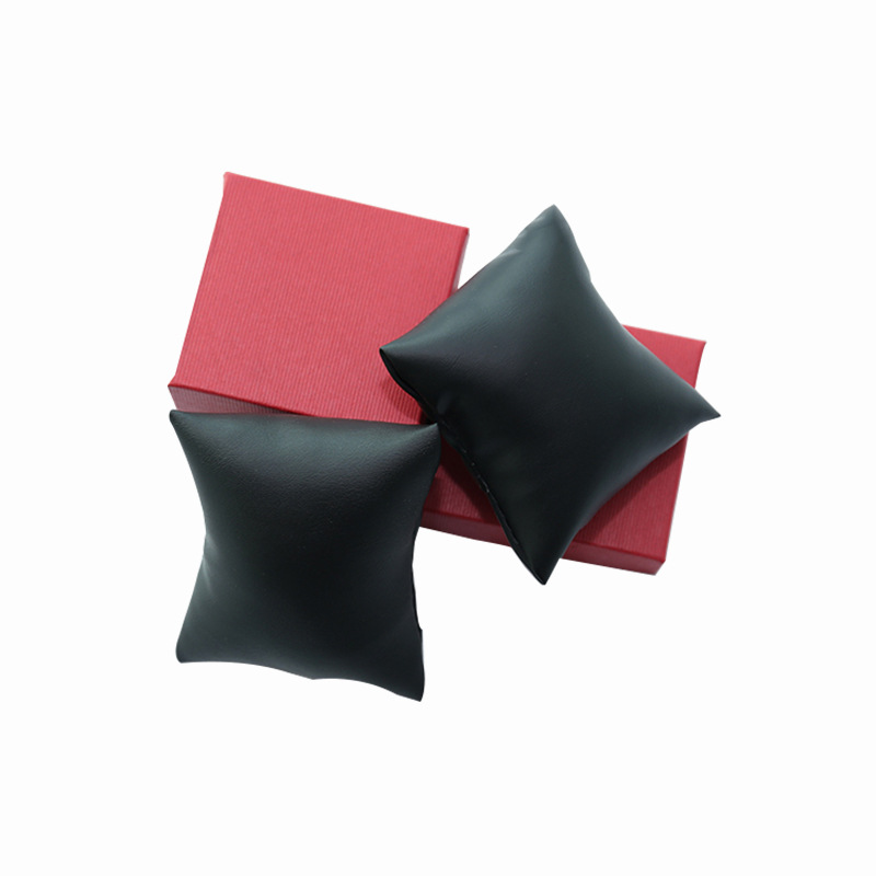 In stock wholesale pu thick leather pillow watch box universal pillow bracelet pillow bag silk cotton bag
