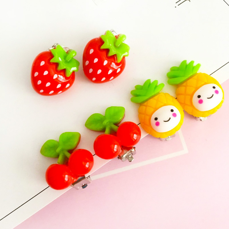 K-Style of Cute Kidsren's Ear Clips Cartoon Non-Pierced Earrings Painless and Non-Harming Fake Earrings Korean 2 Yuan Store Wholesale