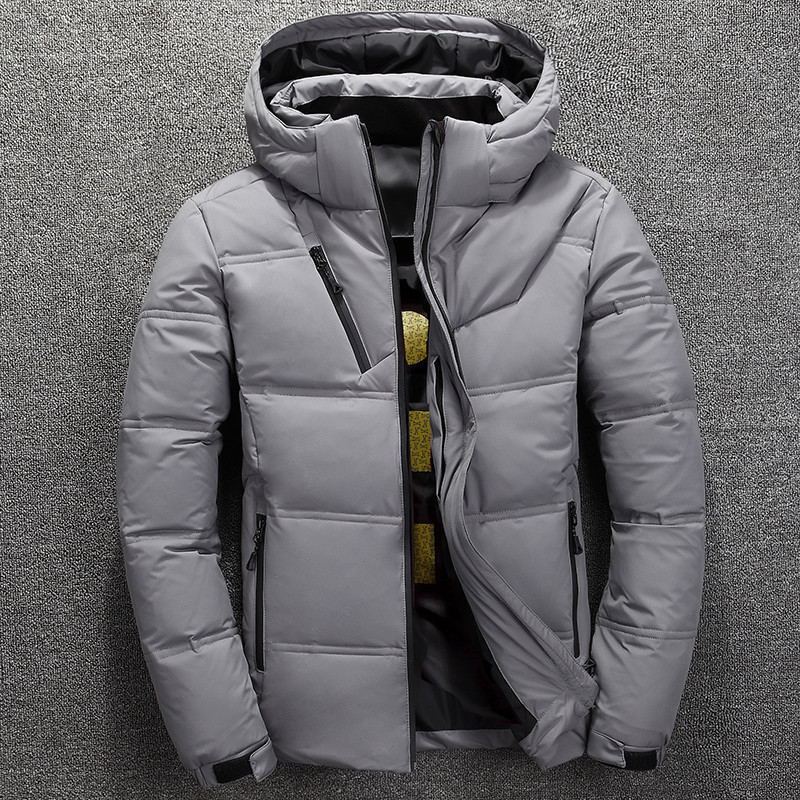 Winter New Men's Short down Jacket with Detachable Hood, Thickened down Jacket, Korean Style Trendy Youth White Duck down Coat