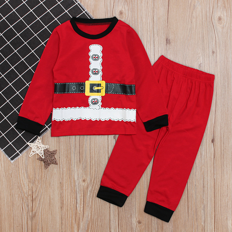 Children's European and American Spring and Autum Boys' Christmas Long-sleeved Tops + Pants Two-piece Set Home Clothes Kidsren's Clothing ins