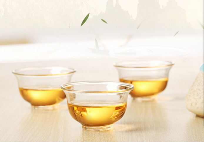Hot sale small tea cup transparent small capacity kung fu tea set Tea Cup 1# Small bowl glass double bowl Small Bowl