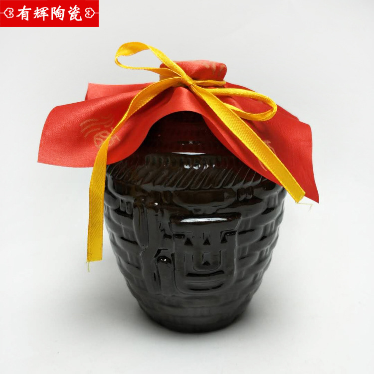 Yixing ceramic wine jar 1kg factory direct supply soil ceramic wine jar wine pot empty wine bottle sealed with lid