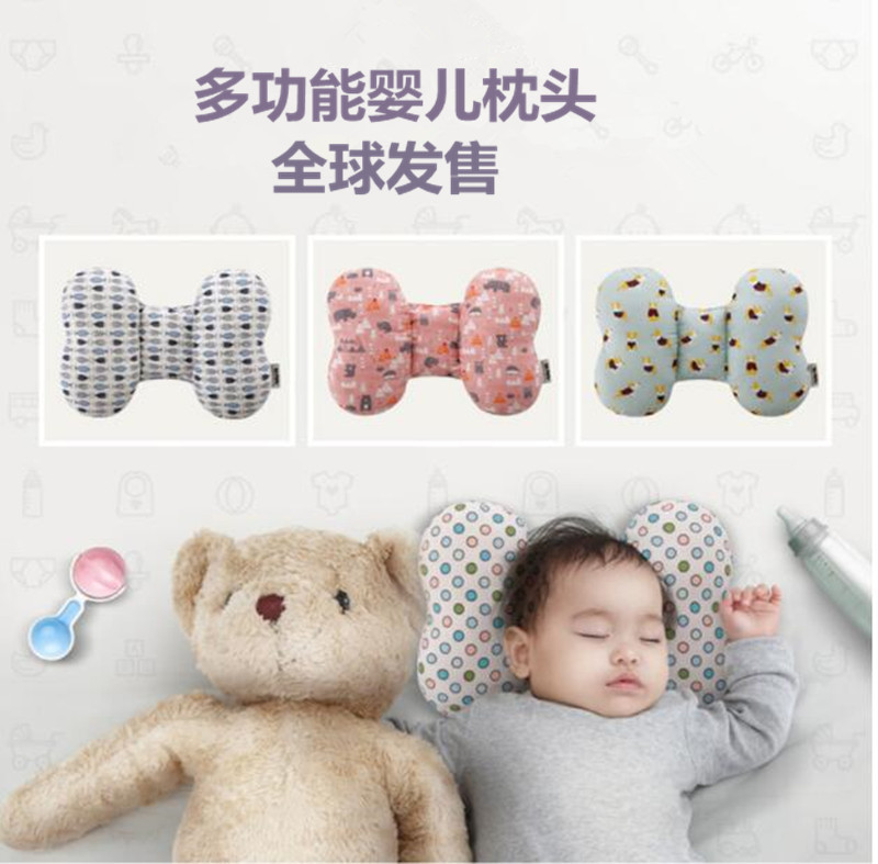 Baby pillow children's pillow cotton bow neck pillow shaped pillow Four Seasons universal 3D net